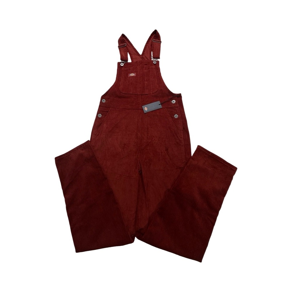 Dickies Overalls Womens XS Burgundy Corduroy Wide Leg Bib Dungarees Western